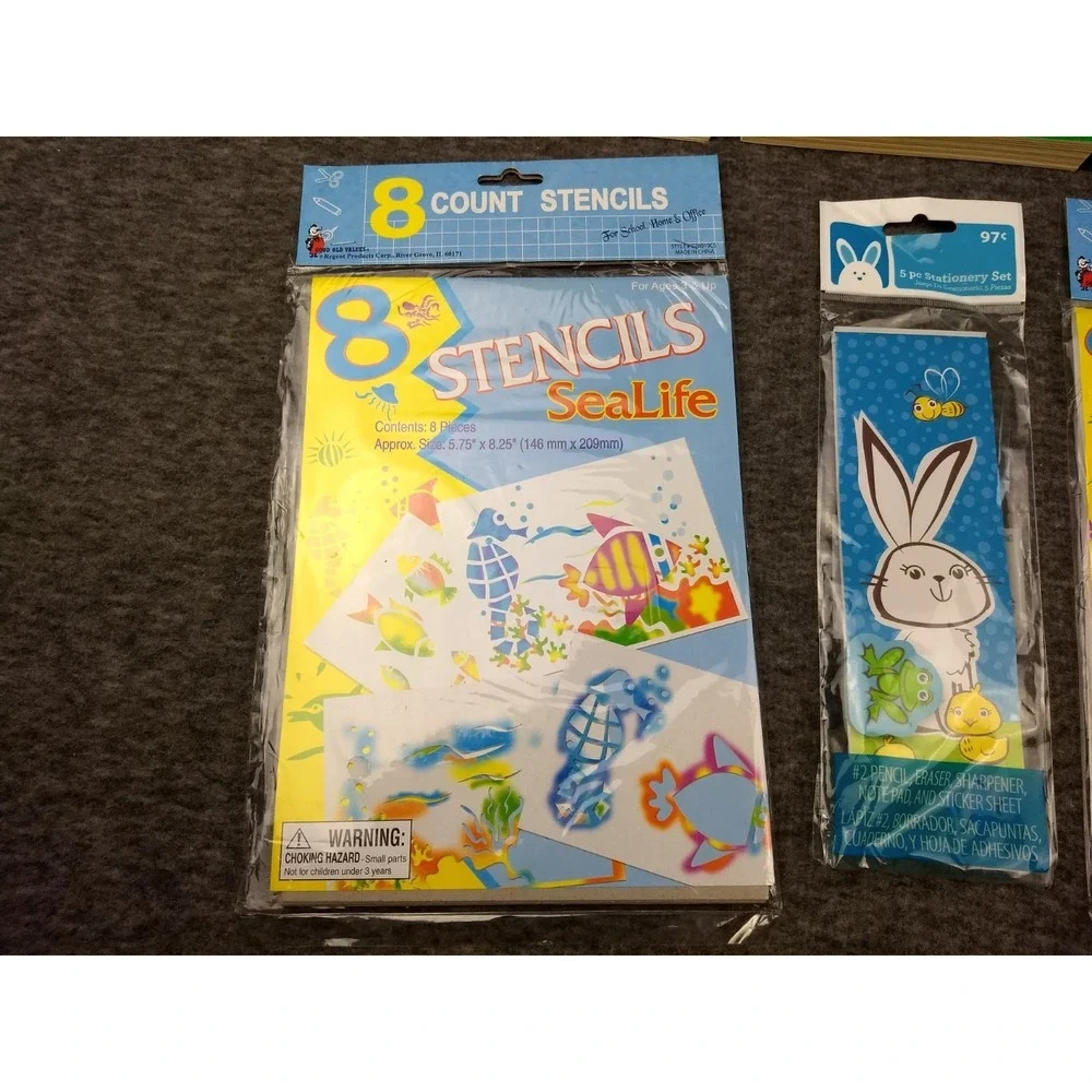 Super Playpad Jumbo Activity Games Books Lot + Stencils, Sticker Notepad Eraser‎